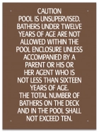 Ontario CA Unsupervised Pool >93m2 Sign